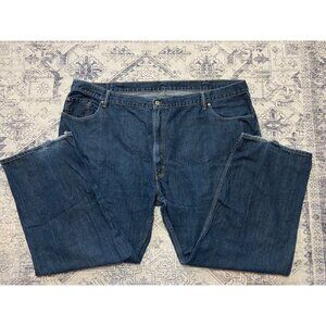 Mens Levis 51x32 Blue Denim Jeans Relaxed Fit Distressed Hem Casual Wear